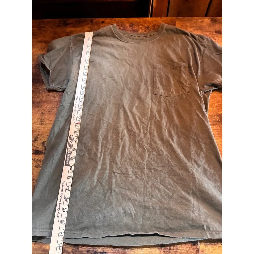 Fruit of the Loom Pocket T-Shirt Mens Large Green Excellent Short Sleeve Crewnk